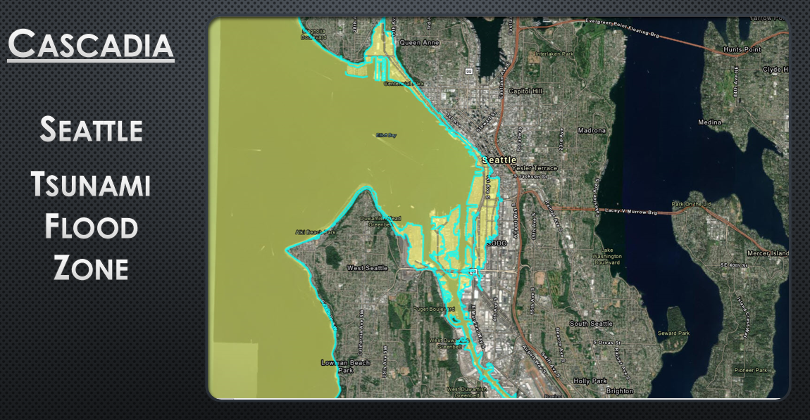 Tsunami flood zone in Seattle